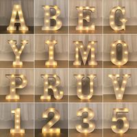 장식용 물체 인형 16/21cm DIY 빛나는 조명 LED 편지 나이트 라이트 창조적 인 편지 알파벳 번호 배터리 램프 낭만적 인 파티 장식