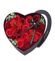 الزهور الزخرفية الزهور أكاليل رومانسية شفافة هدايا القلبية مربع الصابون روز زهرة التغليف حفل زفاف Valentine39s