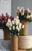 Fiori decorativi 45 cm 9 teste Bouquet di rosa tè artificiale per San Valentino DECORE DELLA CABELLO DELLA CASA DELLA SEGGIO DI VALENTIS