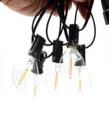 7 6 أمتار G40 أضواء سلسلة خارجية مع 27x LED مصابيح عازلة للعوامل الجوية العازلة معلقة معلقة e12 socket قاعدة 2700k233p