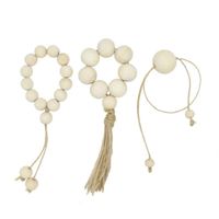 Anelli da tovagliolo perle in legno fattoria rustica naturale in rilievo con nappe per casa tavola appesa a matrimoni decorazioni