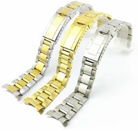 Yeni Watchband Watch Band 20mm Erkekler Tam Paslanmaz Çelik Kelebek toka Altın Gümüş Rol GMT Strap259u