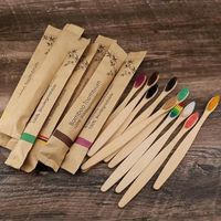 Cepillo de bamb￺ de bamb￺ Medio ambiente de madera arcoiris bamb￺ cepillo de dientes de bamb￺ cuidados boutique de cerdas suaves ccc464