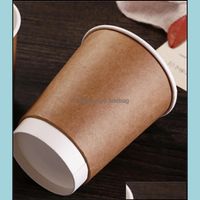 Tazas desechables pajitas de cola desechable taca para empacar copas de papel de doble cubierta de plataforma de té de leche café papel kraft cerem dhhsm