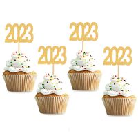 기타 이벤트 파티 용품 12pcs 2023 케이크 토퍼 새해 2023 이쑤시개 행복한 해 2023party 장식 용품 케이크 토퍼 크리스마스 케이크 장식