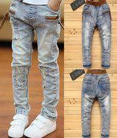 Ienens 513y crianças meninos roupas jeans skinny calça clássica infantil tendência de roupas compridas calças casuais de menino de menino213b