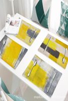 Mats almofadas amarelas graffiti placemat simples modern insa pano algodão e linho manta de isolamento de tape