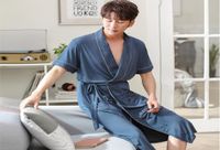 Men Summer Sleep Boresas cómodas Long Kimono Bath Batter Home Pajamas Baspas de dormir Vneck