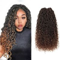 River Faux Locs With Curly Hair Natural Synthetic Braiding H...