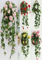 Flores decorativas Simulación de 68 cm Begonia Falso Artificial Begonia Bouquet Decoración del jardín de novia de seda Decoración del hogar de la pared del hogar