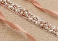 Saves de mariage ceinture nuptiale en or rose et perles de perles 100 mars à main