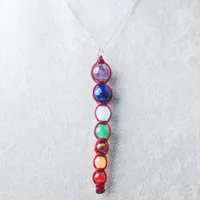 Multicolor Lava Necklace Pendant 7 Chakra Healing Balance Be...