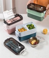 Tuuth Lonch Box con tazón de sopa para estudiantes trabajadores de oficinas calefacción de microondas de microondas DoublElayer Bento Bento Food Container Box 22021
