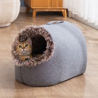 작은 개 침대 용 애완 동물 집 휴대용 밀폐 된 봉제 고양이 둥지 겨울 따뜻한 부드러운 동굴 개집 깊은 수면 소파 221118