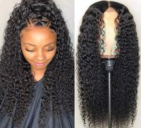 28 30 inç Brezilya 13x4 HD Siyah kadınlar için kıvırcık dantel ön insan saç perukları gevşek derin dalga sentetik frontal kapanma wig4170180