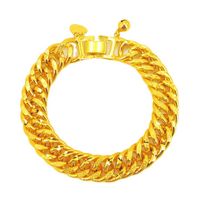 Мода 12 мм манжеты мужской браслет 24K золотой цепь GP Leaving Leavy Bangle для мужчин 19,5 см. Ювелирные изделия из желтого золота.