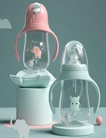 Kinder Dualuse Flasche Baby Milchflasche Saugnapfe Milch Stroh mit Griffe Milch Trinkwasser Silikon Brustwarze 210320