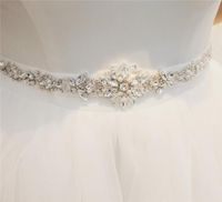 Wedding Sashes Jonnafe Bridal Crystal Dress Sash en Belt Silver Color Pearls Accessoires Women Tailleband