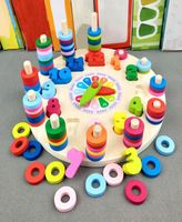 Дошкольные малышки Montessori Toys Раннее образование преподавание средств математические игрушки цифровые часы деревянные игрушки геометрическая форма сопоставление 210