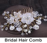 Sell Fairy Floral Bridal Hair Comb Clear Crystal Handmade We...