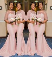Румяна розовая прозрачная жемчужина для шейки подружки невесты 12 рукав рукав рукав длина пола черная девочка горничная платье свадебное платье 8278282