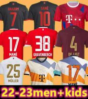 جديد 2022 2023 الرجال البالغين Kids Kit Stoccer Jerseys 22 23 De Ligt Ribery Hummels Vidal Bayern Munich Lewandowski Muller Sane Home Away 3rd Child Football oniform