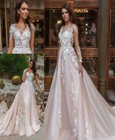 2018 Yeni Tasarımcı En Kaliteli Aline Gelinlik Balo Elbise V Becline Wople Weddings3021797 ile muhteşem ve uzun kollu