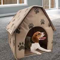 다른 고양이 용품 개 집 다중 기능 hit 색상 접을 수있는 작은 발자국 애완 동물 침대 텐트 강아지 개집 실내 L221118