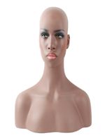Gerçekçi kadın siyah afroamerikan fiberglas manken kukla kafa büstü dantel peruk ve mücevher ekranı EMS 3805048