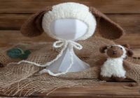 Cappelli cappelli nati agnello abito a maglia cappello da pecora e peluche pografia oggetti di scena all'uncinetto mohair bambola baby po