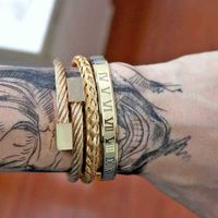 Brangle en acier inoxydable t￪te carr￩e hexagonale bracelet nobile romain titane titane titane en acier bijoux pour hommes