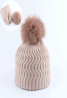 Cappelli Caps 2019 Fepe per cappelli invernali per ragazzi ragazze ragazze vera pelliccia pom cappello per bambini in lana invernale a maglia t220907