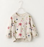 Pullover Baby Girls Herbst bedruckte florale Pullover langärmelige koreanische Mädchen Bottoming Hemd Blumen runder Nackenpullover Kinder Tops 2