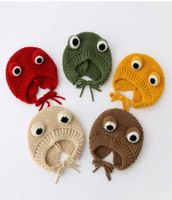 Automne d'automne mignon dessin animé grenouille tricot casquettes enfants garçons et filles chapeaux de laine à tricot chaud décontracté 210609