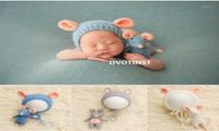 Caps Hats Dvotinst Born BABY Pography Props Cute Mouse Set Hat Bonnet Doll 2pcs Fotografia Accessori Studio STUALI POT POTS1