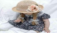 Bahar Yaz Baby Çocuk Kız Güneş Blok Şapka Plaj Saç Pigtail Örgü Peruk Kapağı Çocuklar Kızlar Çiçek Saman Şapka Kapağı Gelişleri 210713