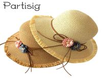 Caps chapéus crianças chapéu de verão chapéu de palha floral para meninas flores solar taps crianças panamá bebê chapé de praia acessórios de cabeça t220907