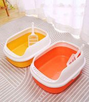 Cat Litter Box with Scoop Cat Kitty Toilet PP Durable Detach...