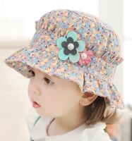 Bambine fiore ptint hat sun hat estate spiaggia all'aperto cotone traspirante berretto di secchio per neonati per neonati bambini panna cappelli da principessa 2