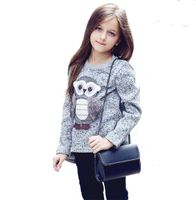 Garotas Sweater Cartoon Cute Owl Casual Cotton Winter Roupas Girls Girls para 6 7 8 9 10 12 14 anos 211227