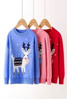 Noel Bebek Bebek Kazak Sonbahar Kış Çocuk Örgü Çocuklar Pullover Çizgi Geyik Örme Çocuklar039S Giyim 210521