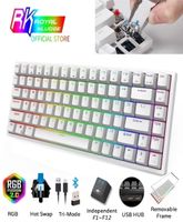 Claviers Royal Kludge RK84 Trimode Mécanique clavier Wireless Bluetooth RGB Backlight BT5024Gwired Swappable Gamer Clavier 221