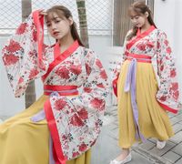 Femme Kimono Habille du style japonais Floral Stage Party Yukata Fairy Casual Asian National Chinese Hanfu Cosplay Clothing Set