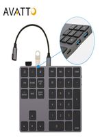 Teclados teclado numérico inalámbrico Bluetooth de aleación de aluminio con función de entrada digital USB Hub para Windows Mac OS Android L