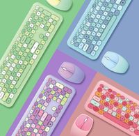 Pequeno Macaron sem fio e mouse Conjunto de mouse Girls Lovely Chocolate Silent Infinite Color Keyboard