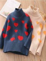 Kış Sonbahar Bahar Gündelik 3 4 6 8 10 12 Yıl Sıcak Kazak Örme Giyim Üstler Kalp Sweaters Çocuklar için Bebek Giysileri 210701