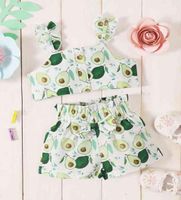 Baby Fruit Print Ruffle Trim Cami Top Paper Paperbag Taies Shorts elle