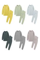 Chłopcy długa piżama zestaw dzieci ciepłe grube bawełniane spodnie Bawełniane solidne spodnie brzucha Ustaw długie rękawy koszulki koszulki koszulki domowej szaty 210413
