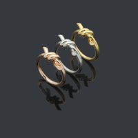 Damenknoten glatte Oberfl￤chenringe Designer Schmuck M￤nner Ring Gold/silbrig/rosariode Gold Vollmarke als Hochzeits Weihnachtsgeschenk