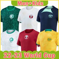 2022 2023 Jerseys de futebol do Qatar Copa do Mundo da Seleção Nacional 22 23 Camisas de futebol da Arábia Saudita kits para crianças Configurar a Australias Spider Jerseys de Futbol Uniformes Tops